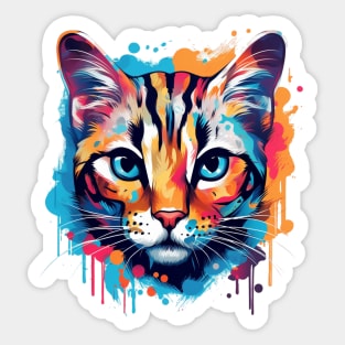 Colorful Summer Fluffy Bengal Cat Sticker